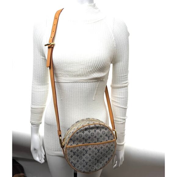 Louis Vuitton Rare Blue Denim Circular Mini Monogram Jeanne PM Crossbody Bag - Picture 1 of 12